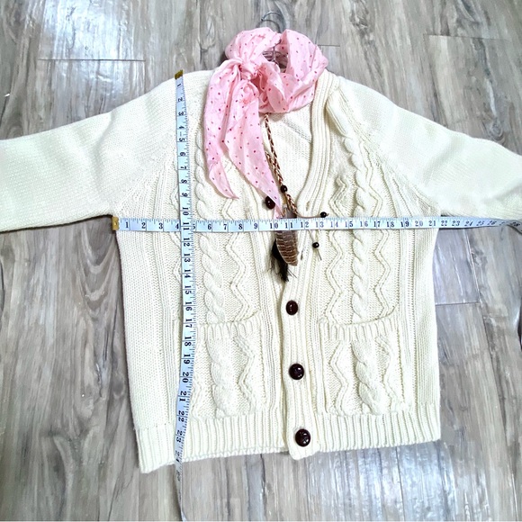 Farmhouse patchwork boho cable knit sweater w prairie granny cabin vibe - Picture 15 of 15